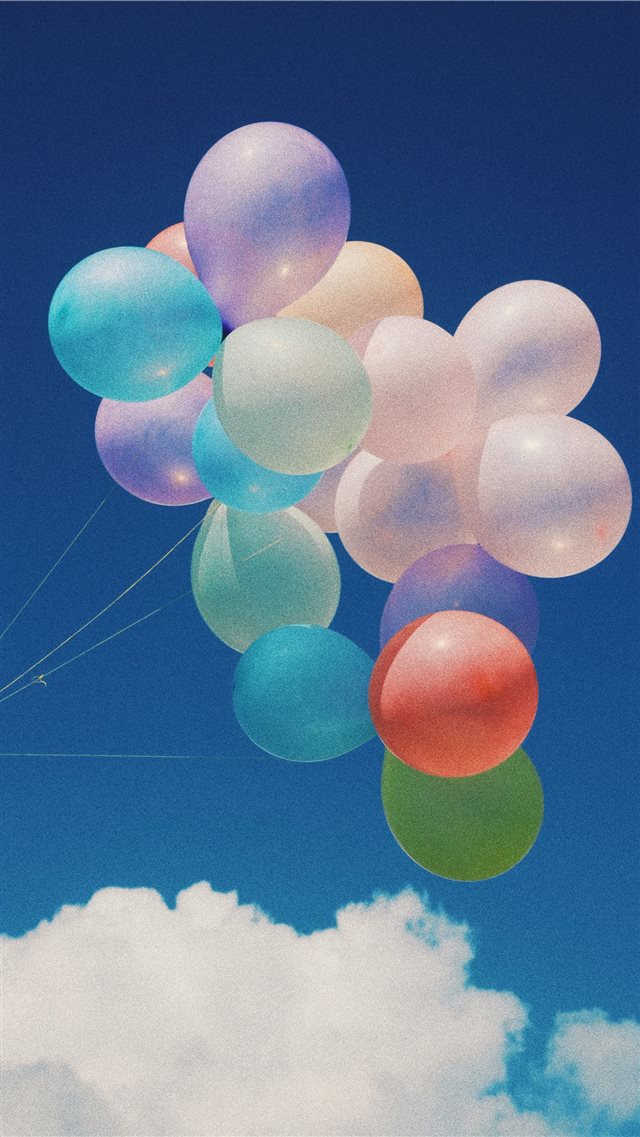 white  blue  and purple balloons iPhone 8 wallpaper 