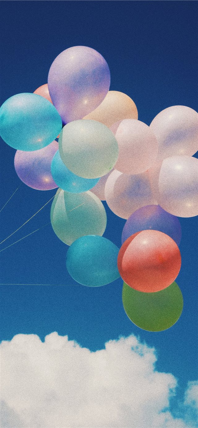 white  blue  and purple balloons iPhone X wallpaper 