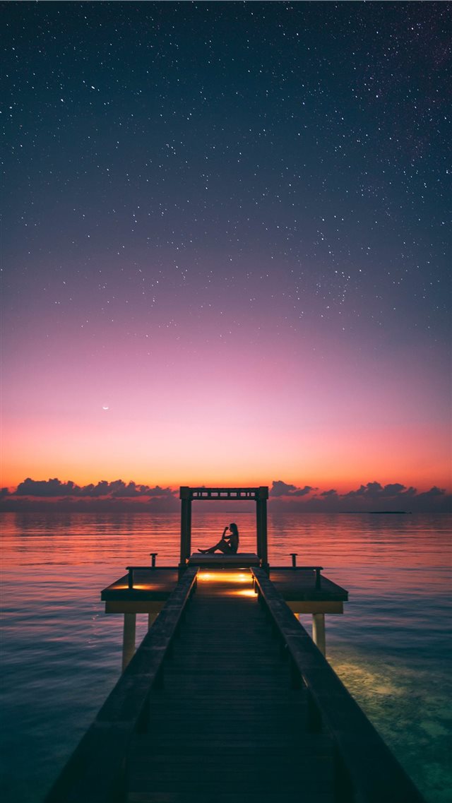 A starry night in the Maldives  A surreal moment  ... iPhone 8 wallpaper 
