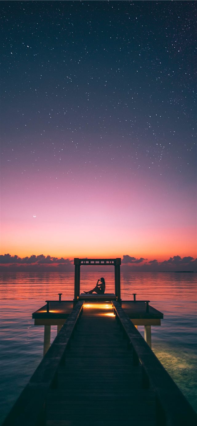 A starry night in the Maldives  A surreal moment  ... iPhone X wallpaper 