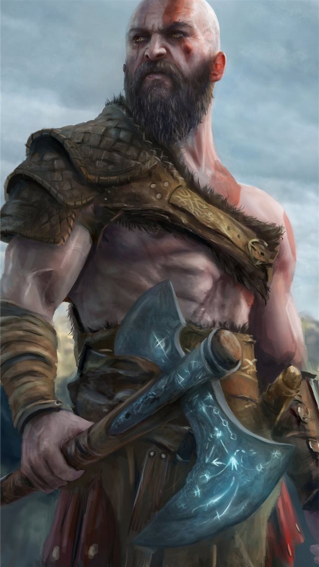 kratos 4k new artwork iPhone 8 wallpaper 