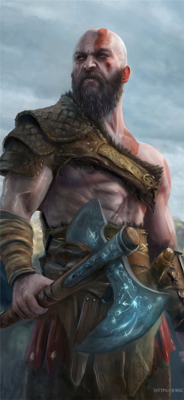 kratos 4k new artwork iPhone X wallpaper 