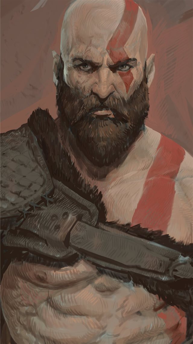 kratos 5k artwork iPhone 8 wallpaper 