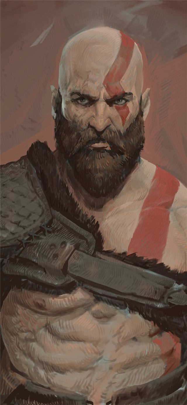 kratos 5k artwork iPhone X wallpaper 