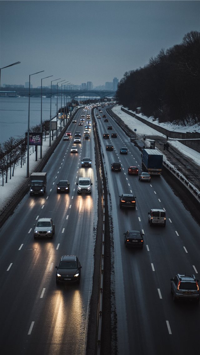 A highway along the Dnipro river  iPhone 8 wallpaper 