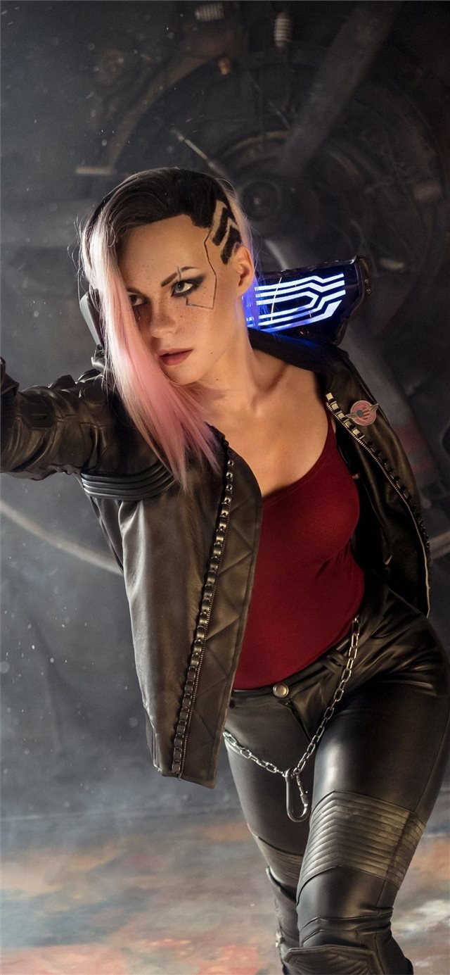 cosplay cyberpunk 2077 iPhone X wallpaper 