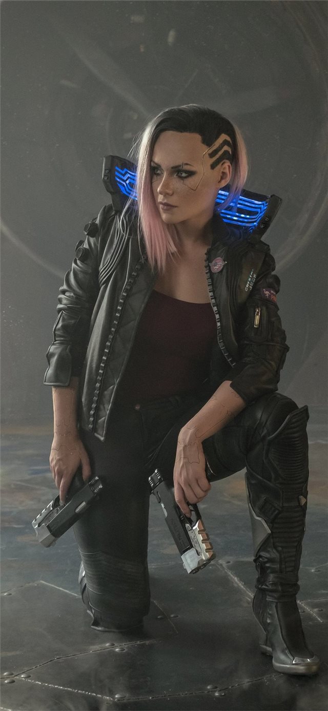 cyberpunk 2077 cosplay girl iPhone X wallpaper 