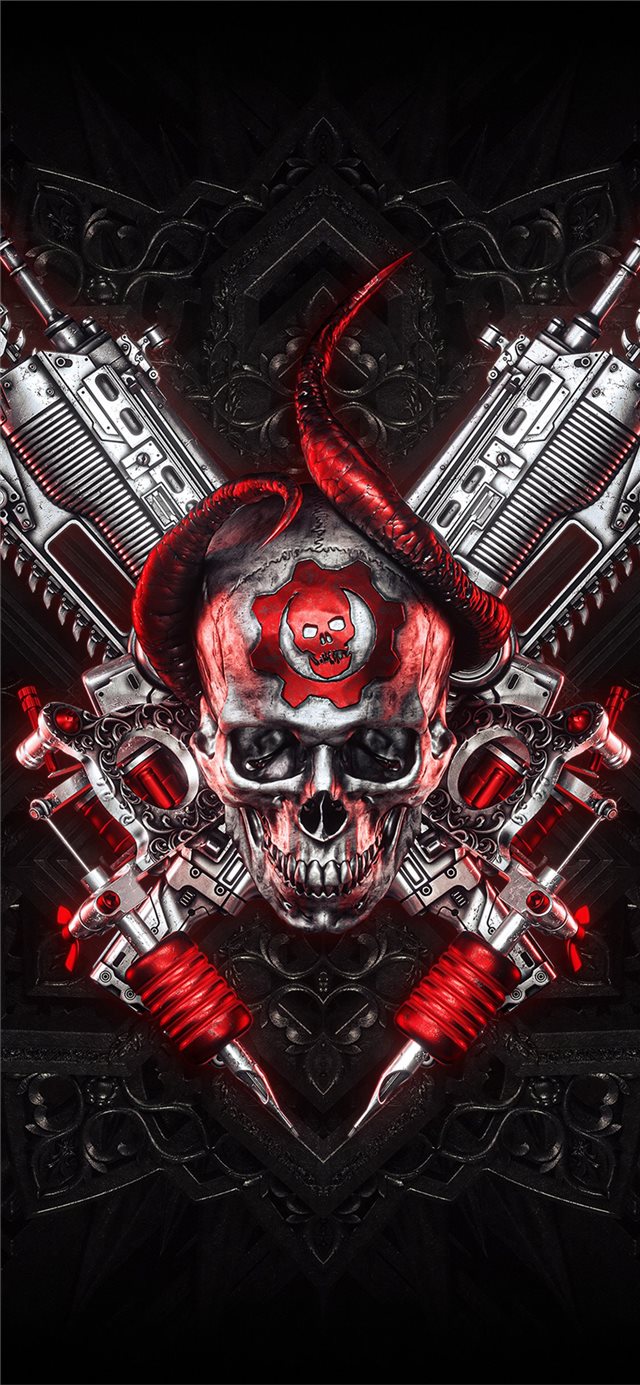 4k gears of war logo art iPhone X wallpaper 