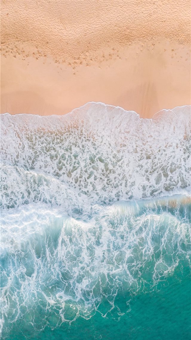 aerial photography of waves splashing on white san... iPhone 8 wallpaper 