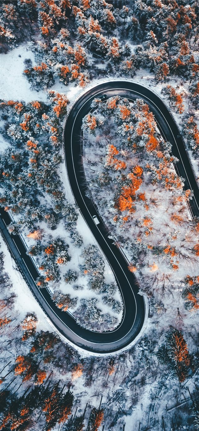 aerial photography of wavy road iPhone 11 wallpaper 