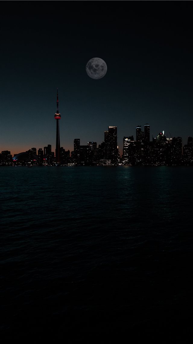 city during night iPhone 8 wallpaper 