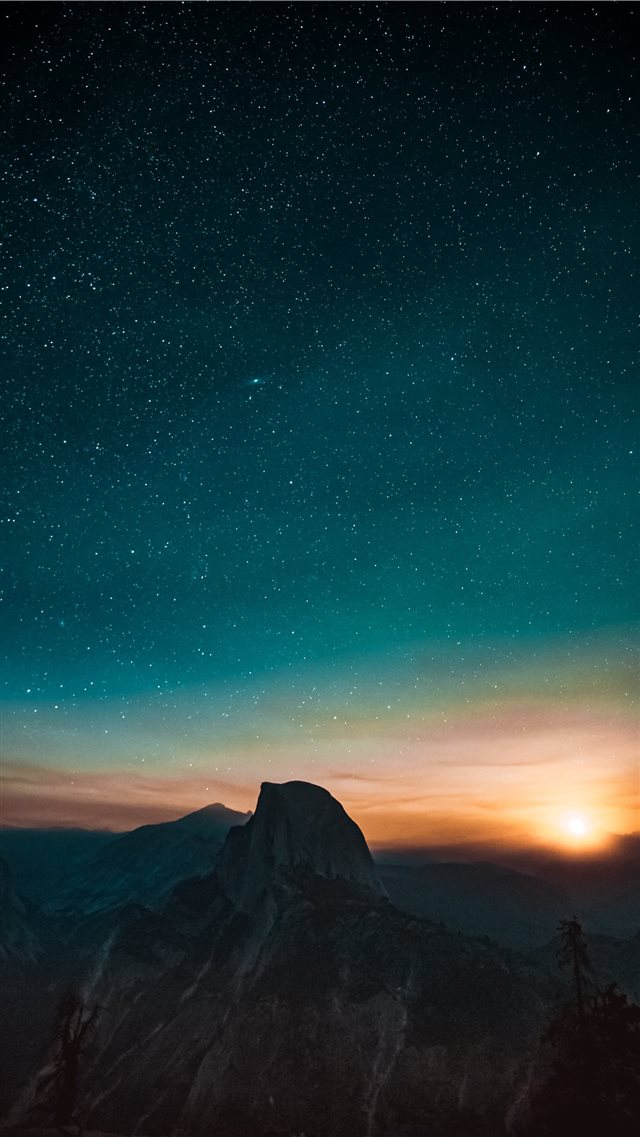 high angle photography of mountain at sunset iPhone 8 wallpaper 