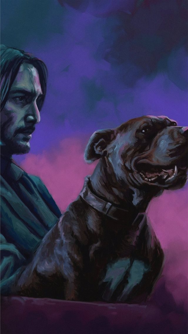 john wick with dog iPhone 8 wallpaper 