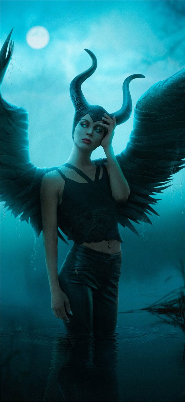 maleficent cosplay 4k iPhone X wallpaper 
