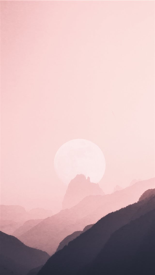 moon near mountain ridge iPhone 8 wallpaper 
