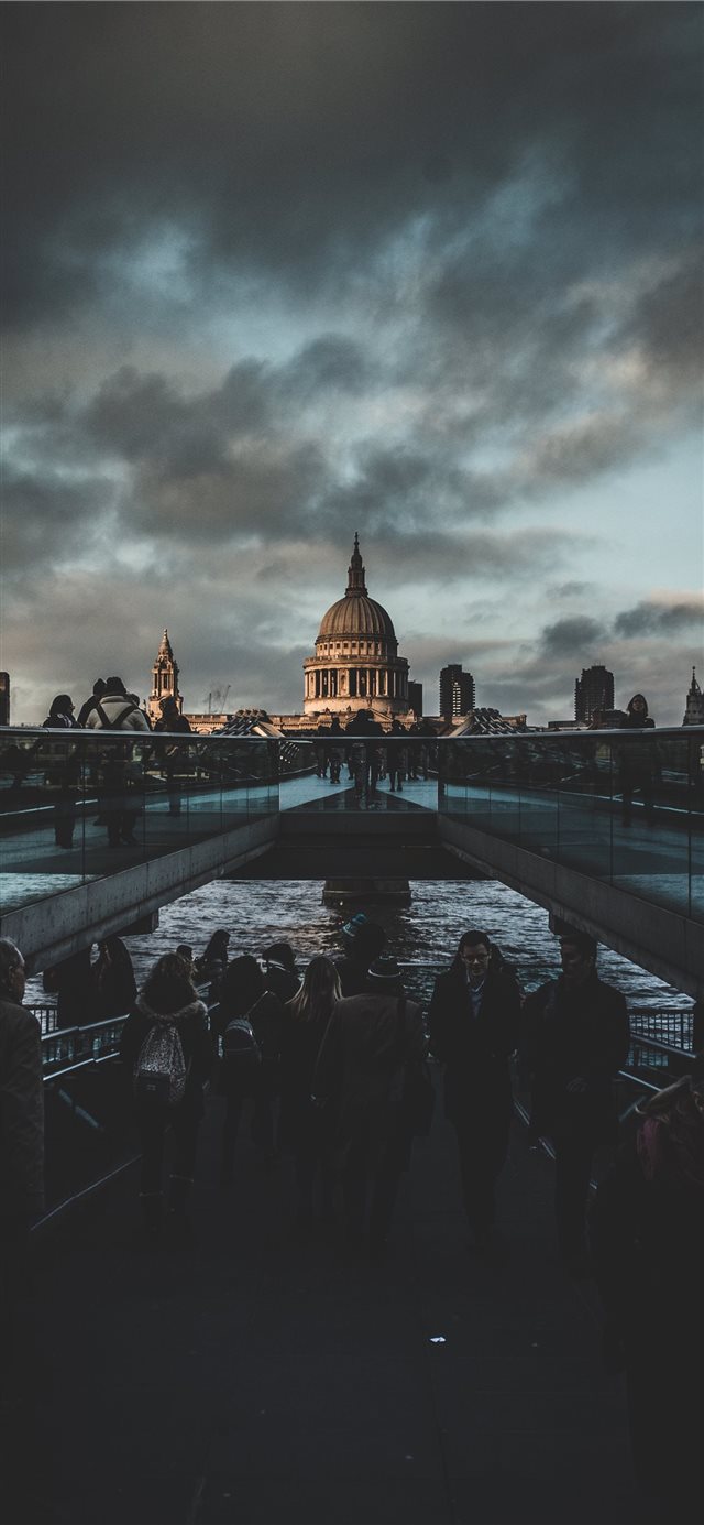 people standing near building iPhone 11 wallpaper 