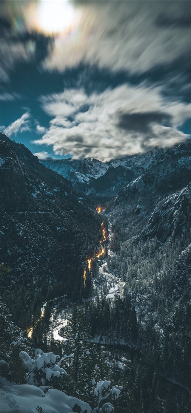 view of a winding river iPhone X wallpaper 