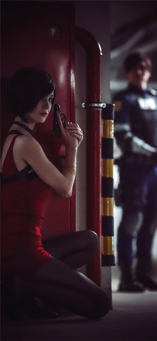 ada wong and leon cosplay iPhone X wallpaper 