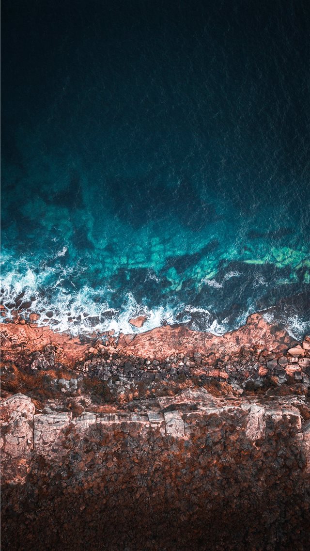 aerial photography of seashore iPhone 8 wallpaper 