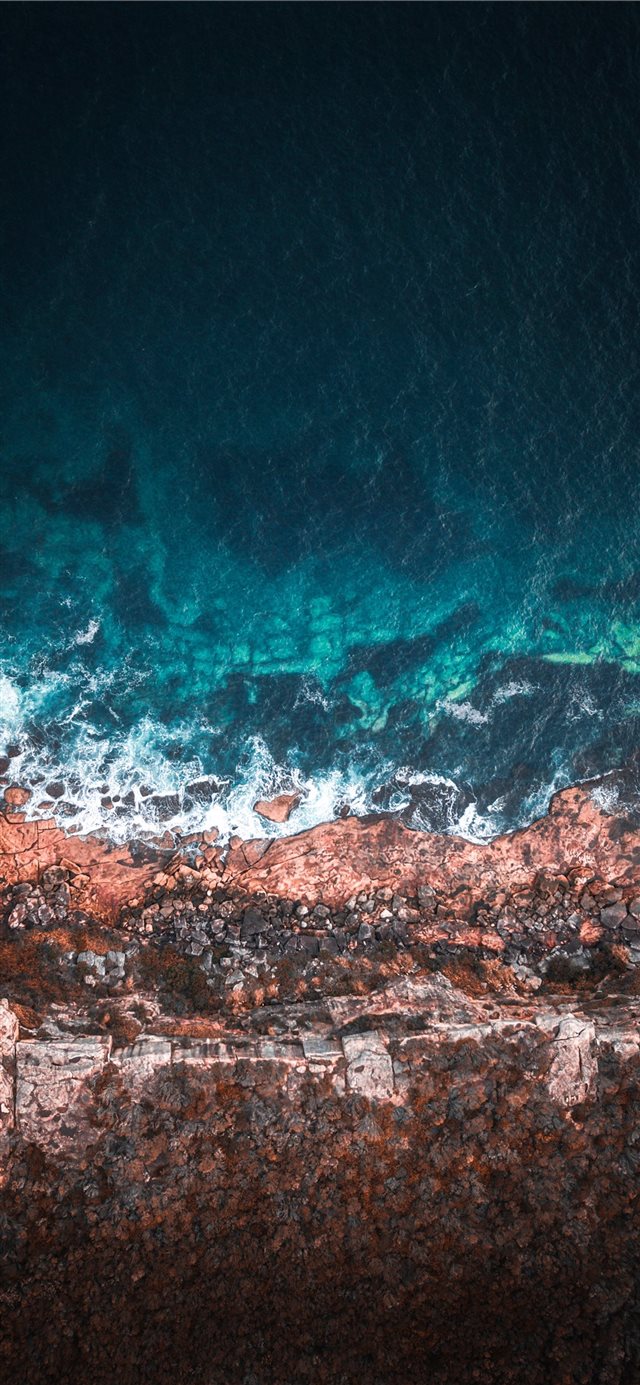 aerial photography of seashore iPhone X wallpaper 