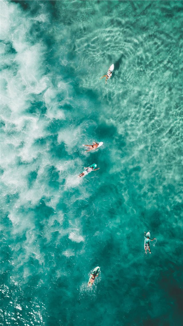 bird's eye photography of people surfing iPhone 8 wallpaper 