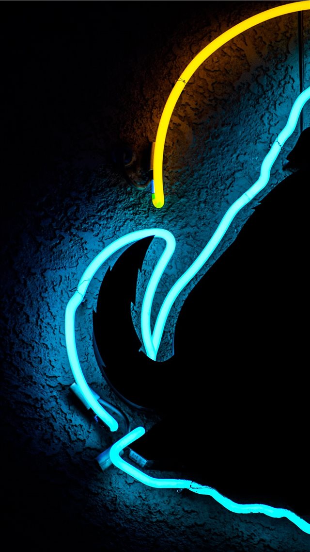 blue and yellow LED light iPhone 8 wallpaper 