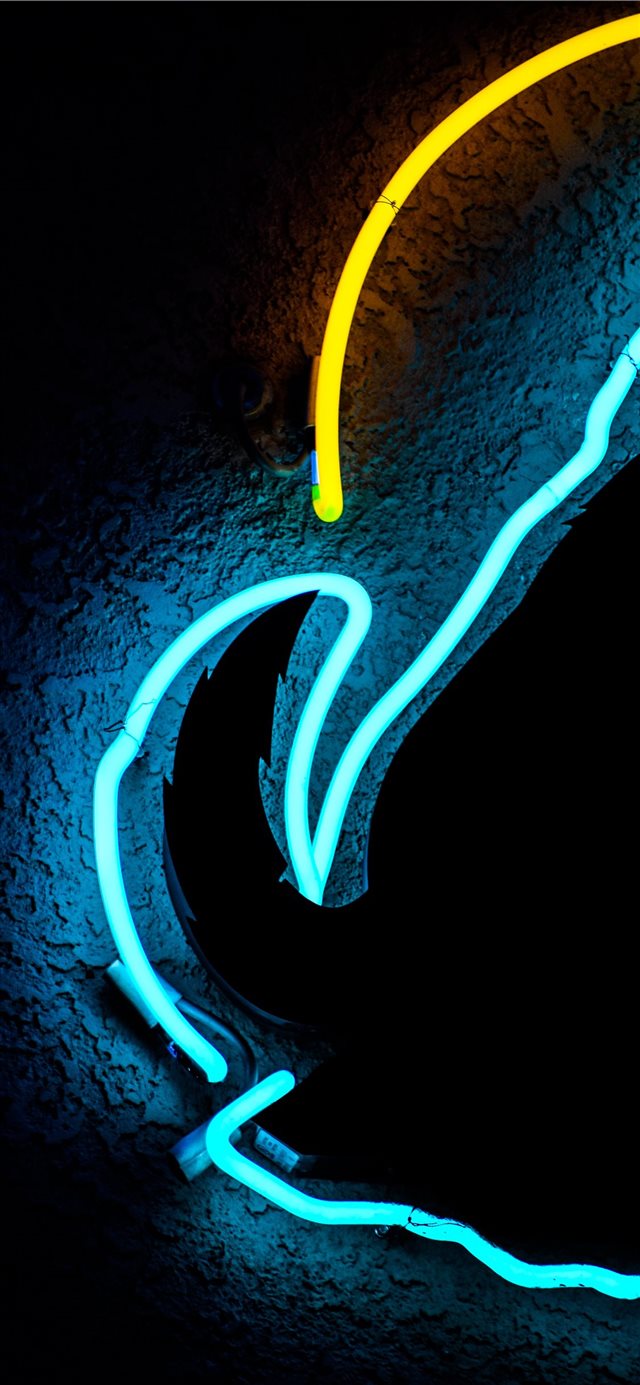 blue and yellow LED light iPhone X wallpaper 