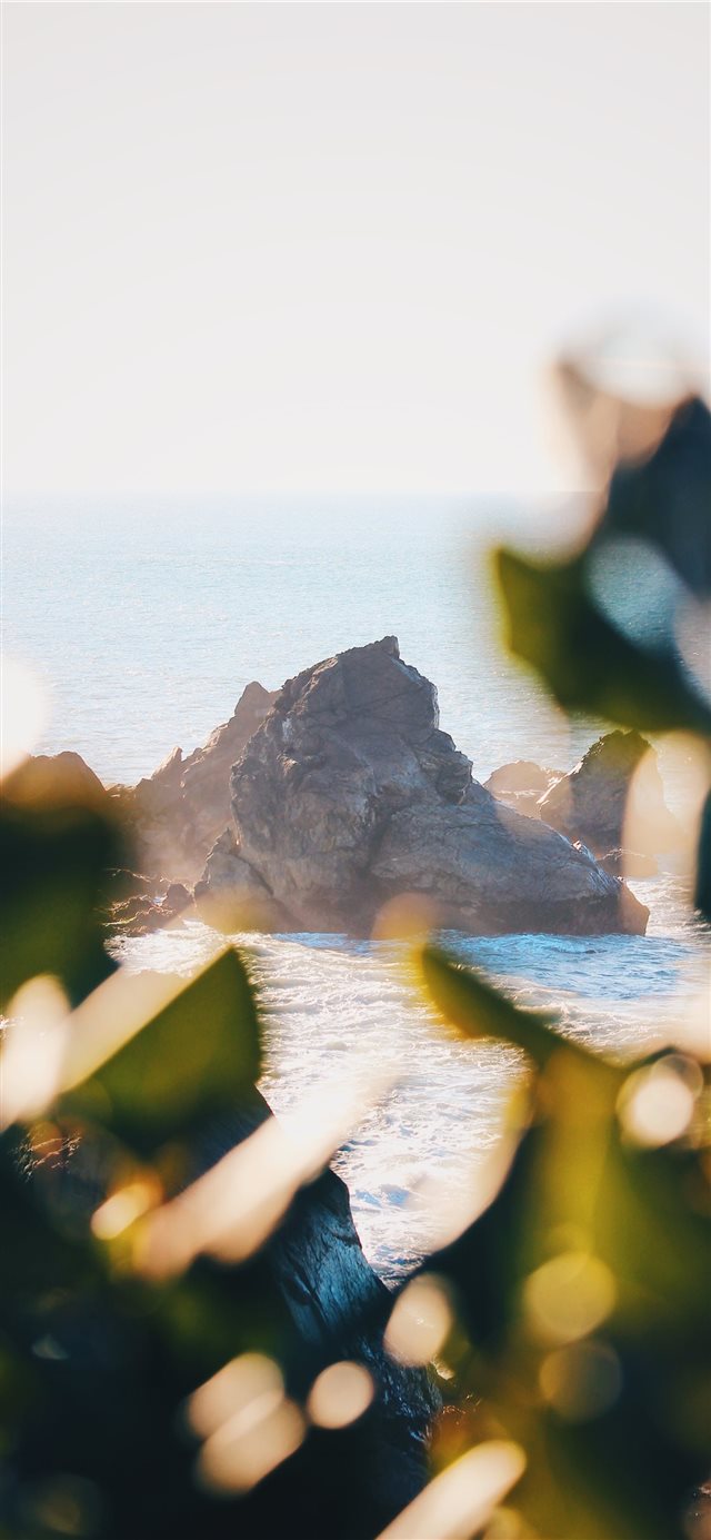 brown rocks on beach iPhone X wallpaper 