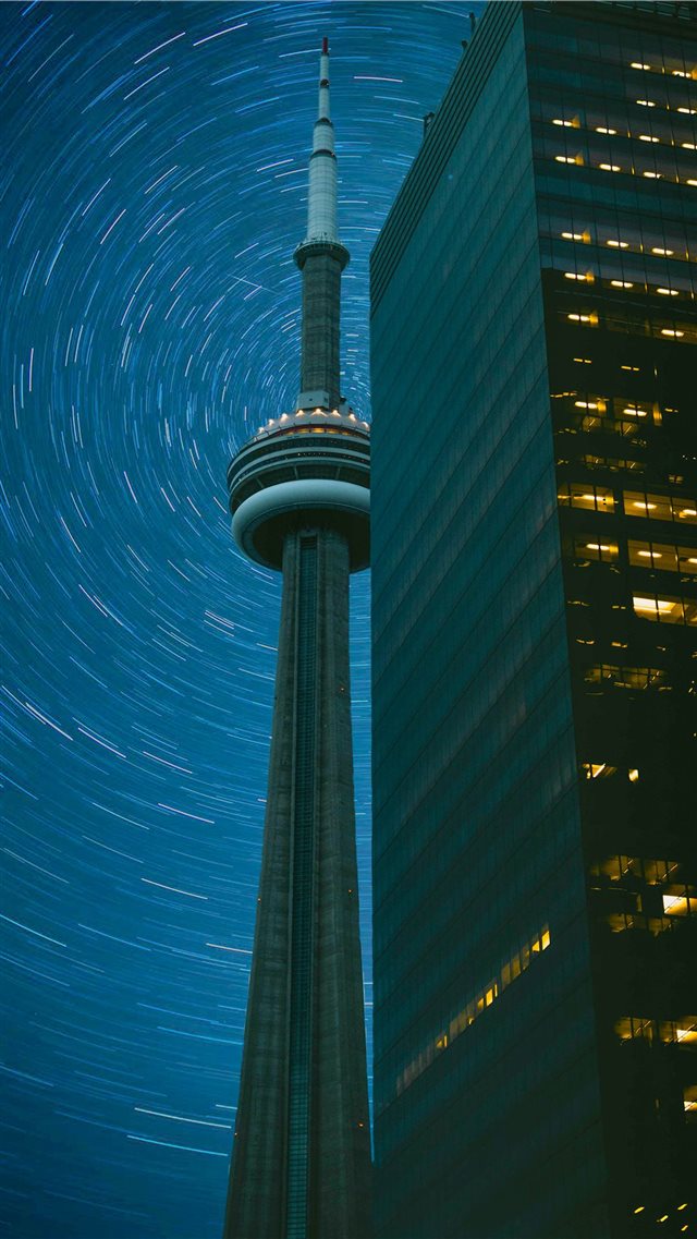 CN Tower in time lapse photography iPhone 8 wallpaper 