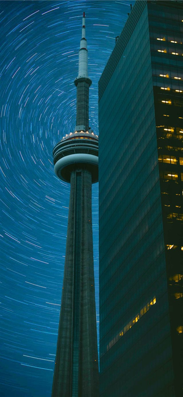 CN Tower in time lapse photography iPhone X wallpaper 