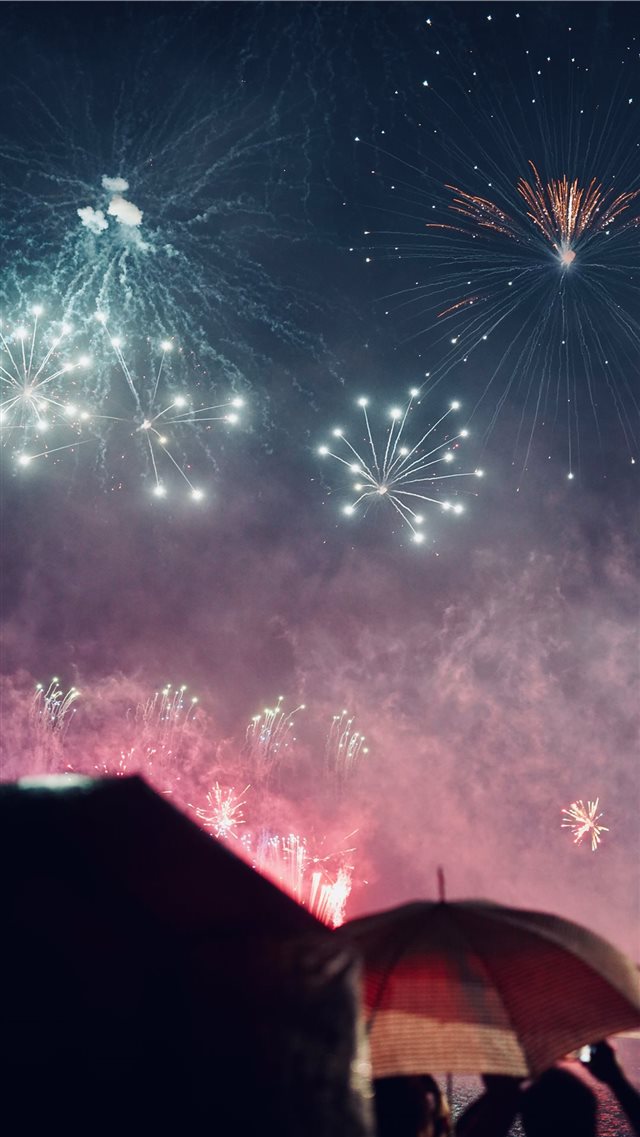 fireworks show at night iPhone 8 wallpaper 