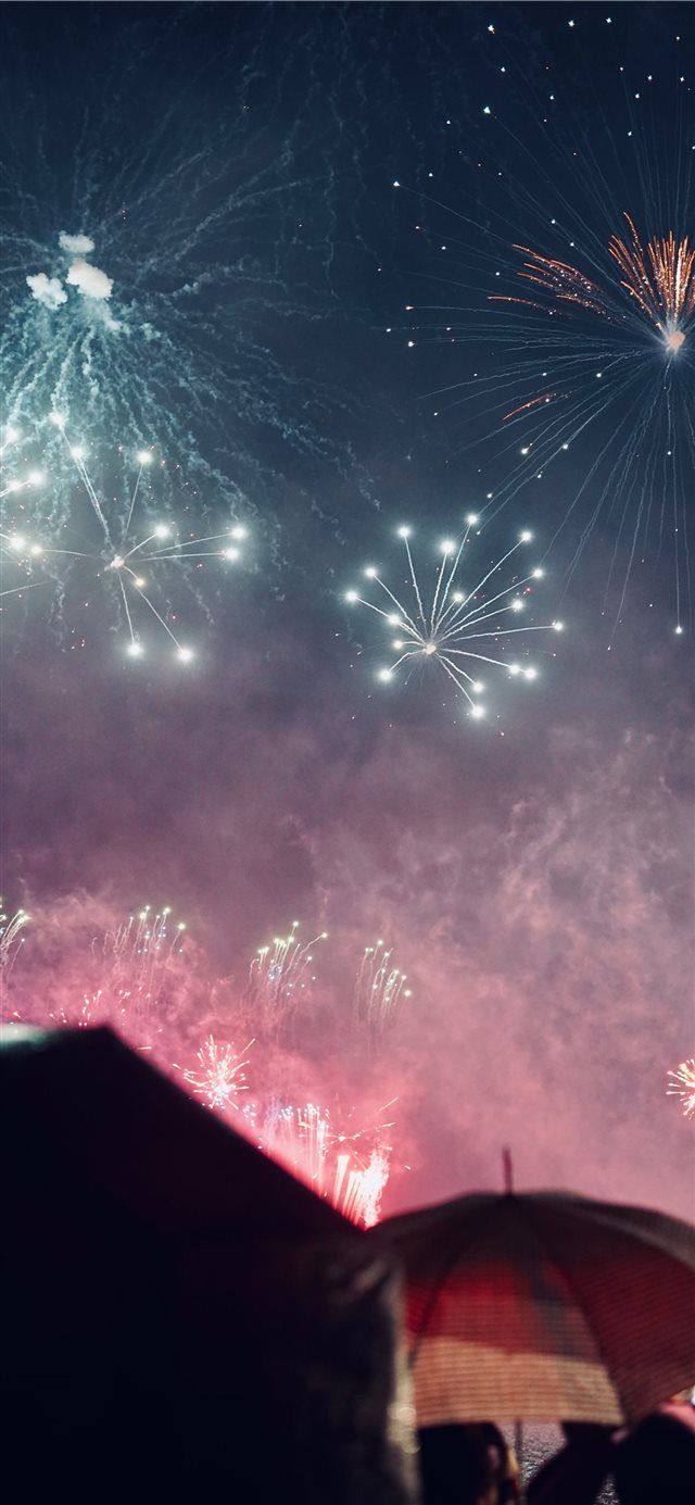 fireworks show at night iPhone X wallpaper 