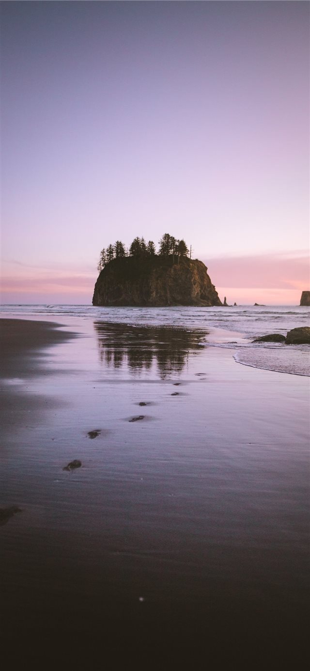 footprints at shore during golden hour iPhone 11 wallpaper 