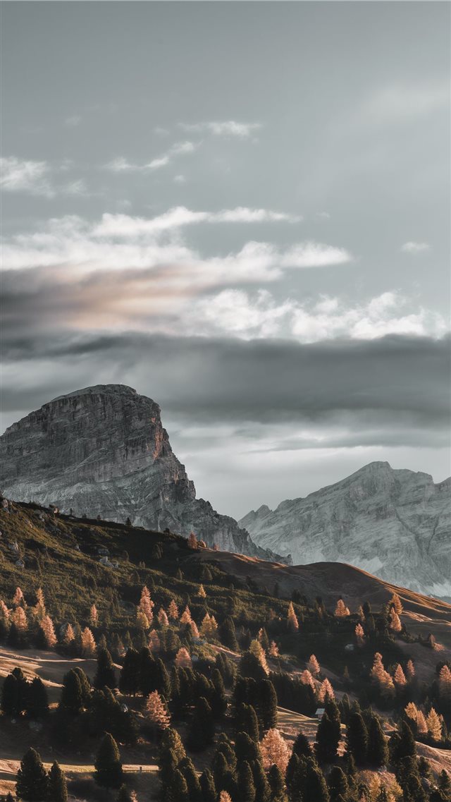 landscape photography of gray and green mountain iPhone 8 wallpaper 