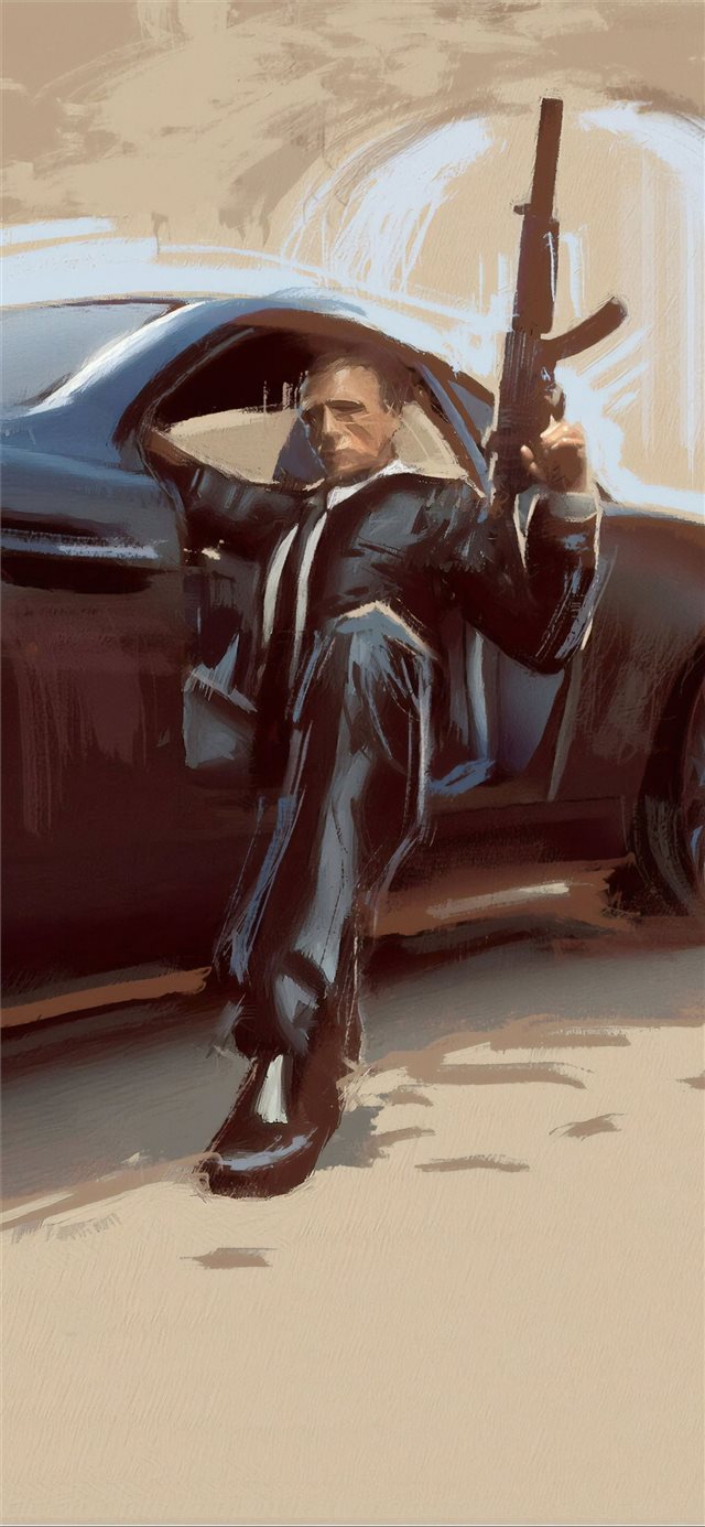 james bond car art iPhone X wallpaper 
