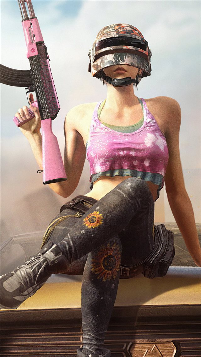 pubg girl with gun 4k 2019 iPhone 8 wallpaper 