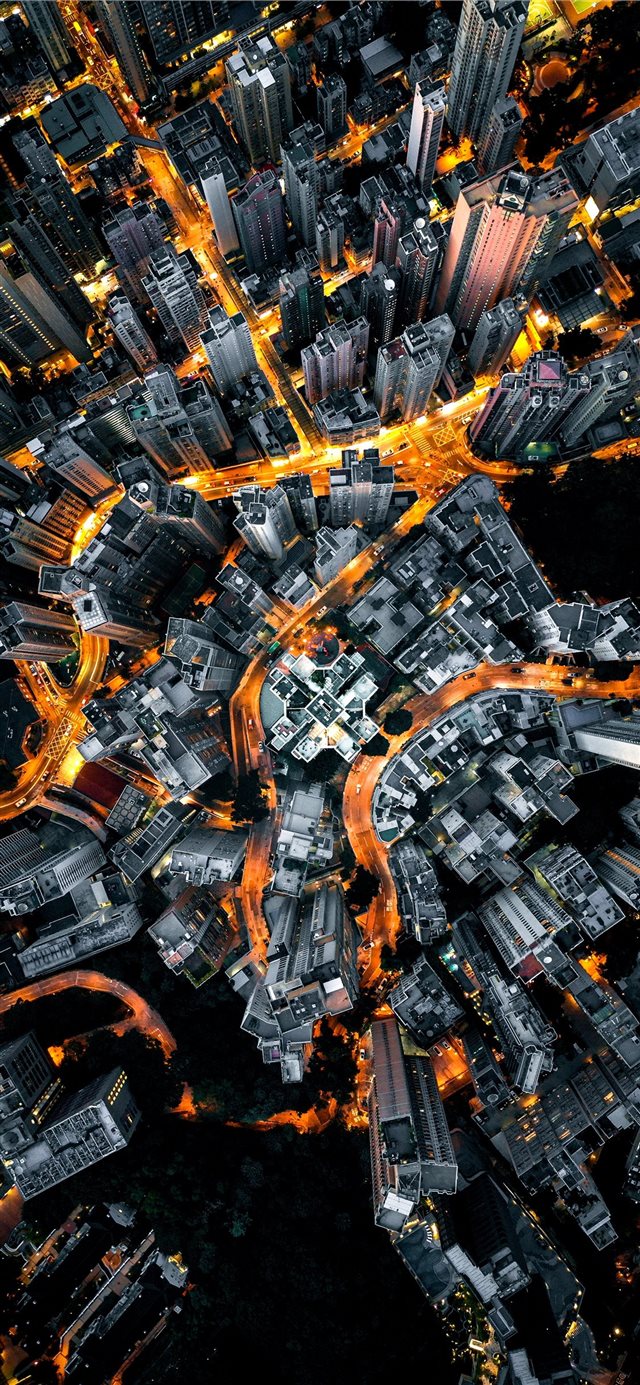 aerial photography of city iPhone X wallpaper 