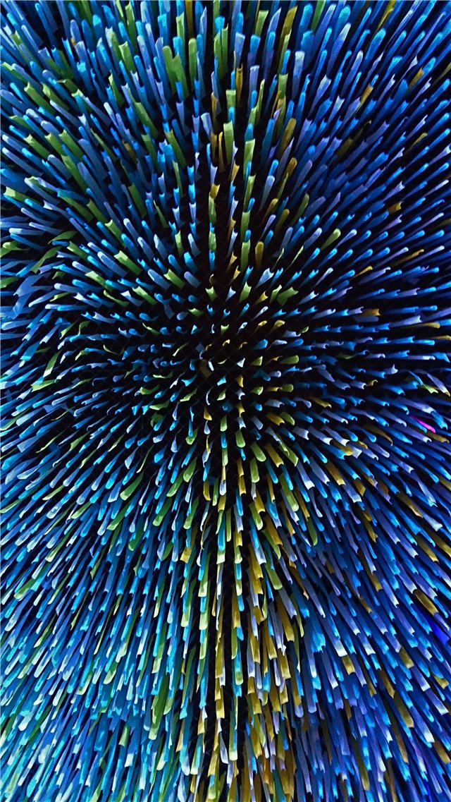 Pattern with hanging paper cuts in blue and yellow... iPhone 8 wallpaper 