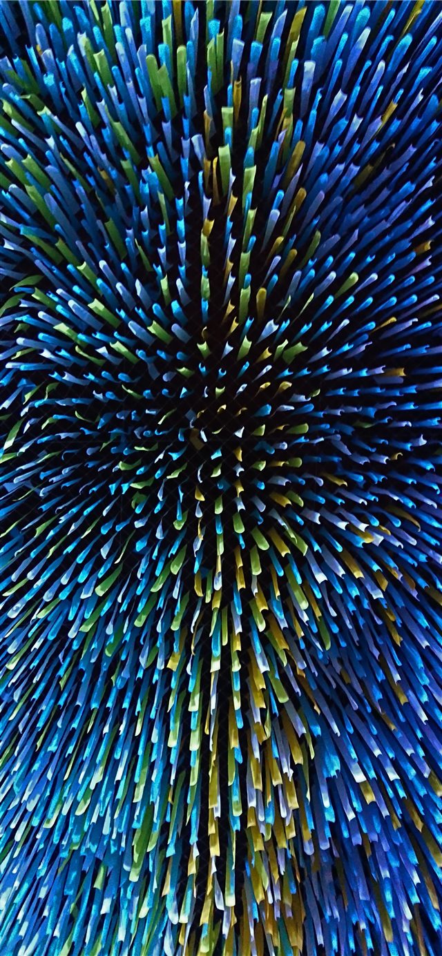 Pattern with hanging paper cuts in blue and yellow... iPhone X wallpaper 