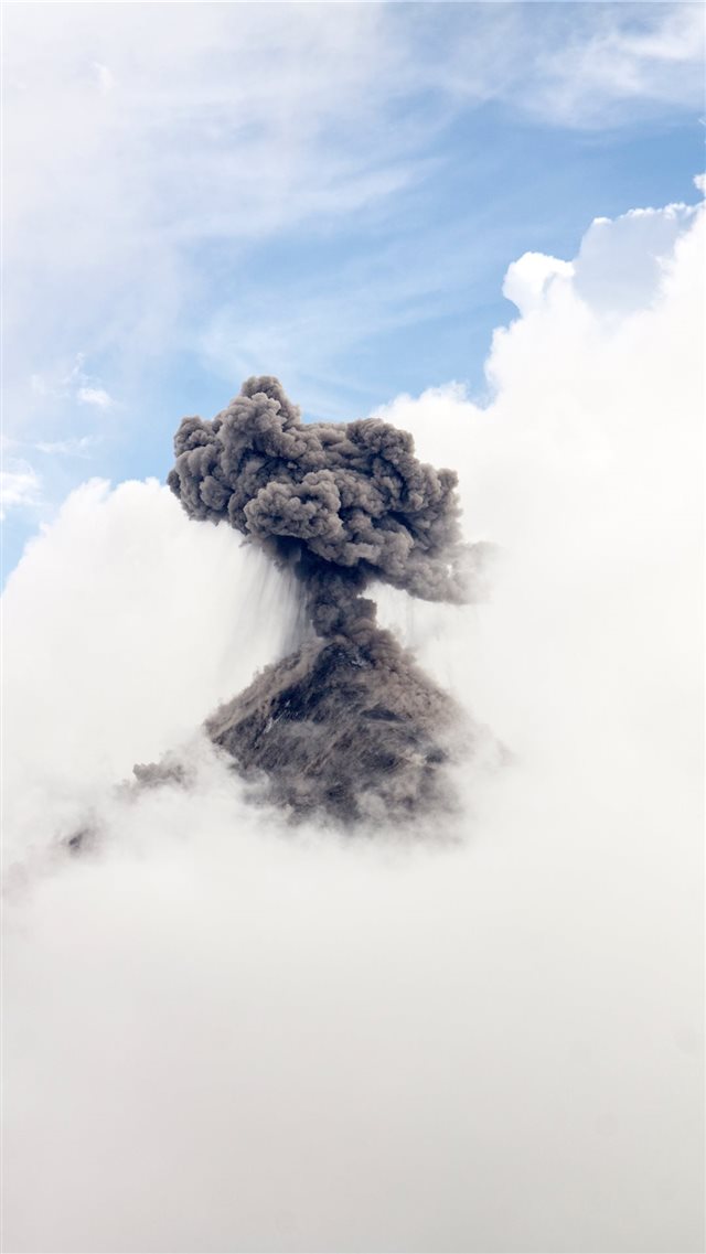 time lapse photography of volcano eruption iPhone 8 wallpaper 
