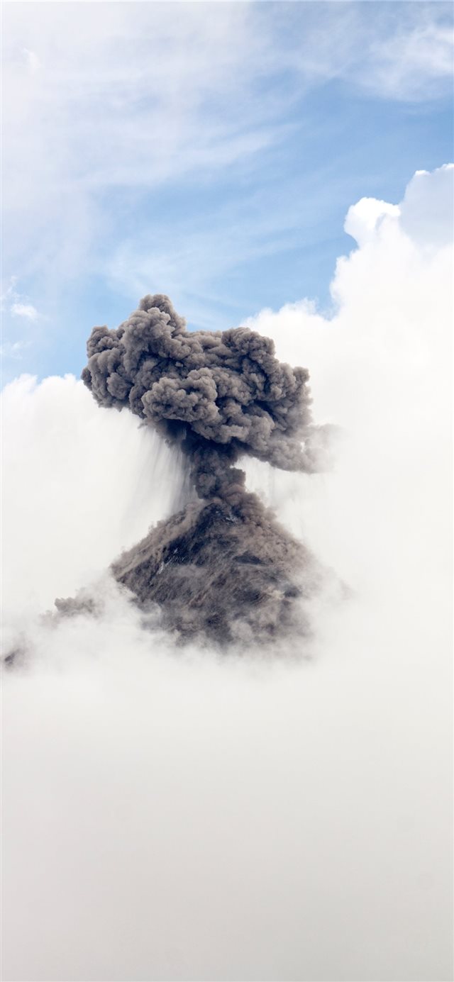 time lapse photography of volcano eruption iPhone X wallpaper 