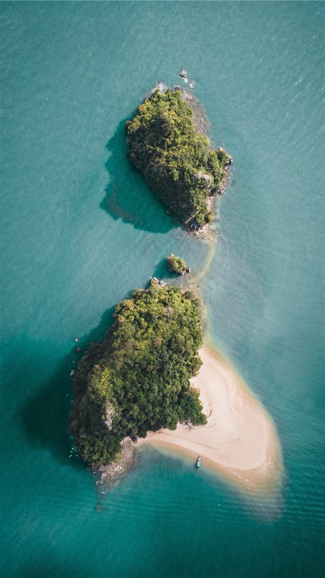 aerial photography of a green island iPhone 8 wallpaper 