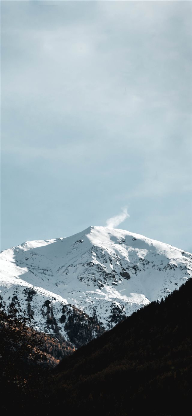 bird's eye view photography of snow mountain iPhone X wallpaper 