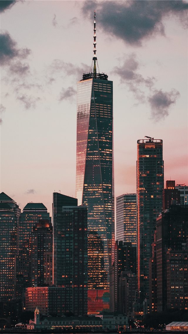 lighted cityscape iPhone 8 wallpaper 