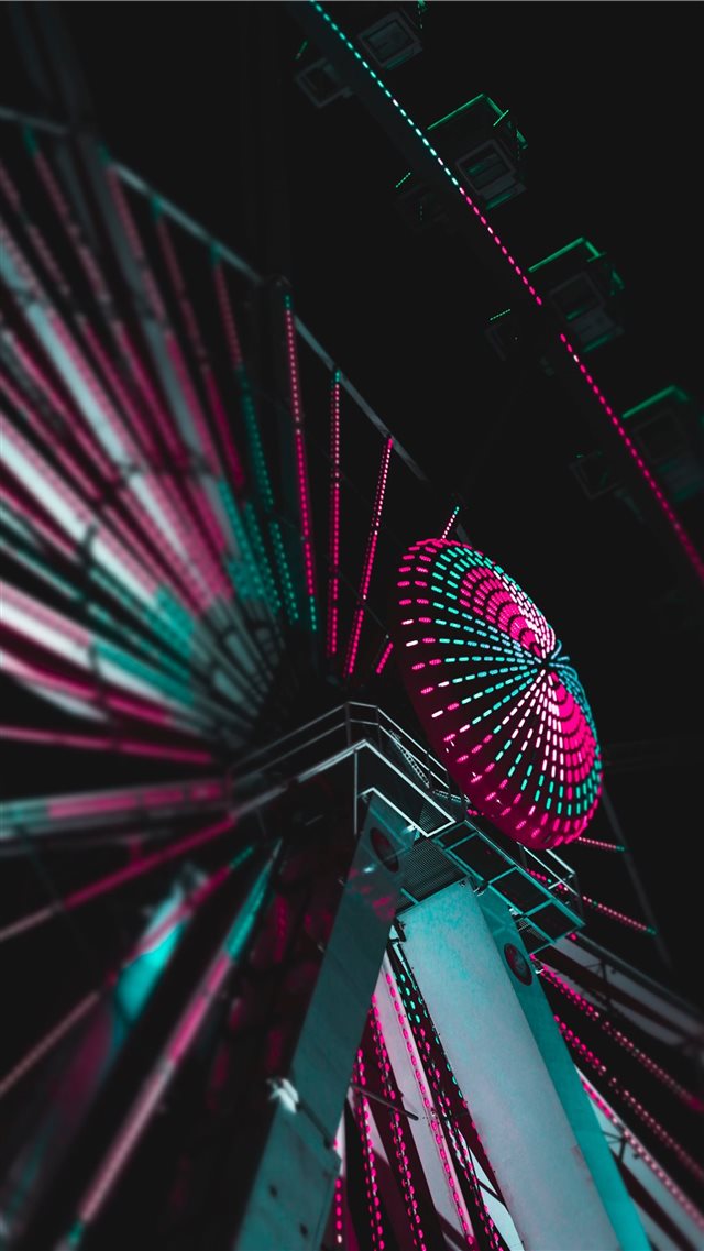 lighted ferris wheel iPhone 8 wallpaper 