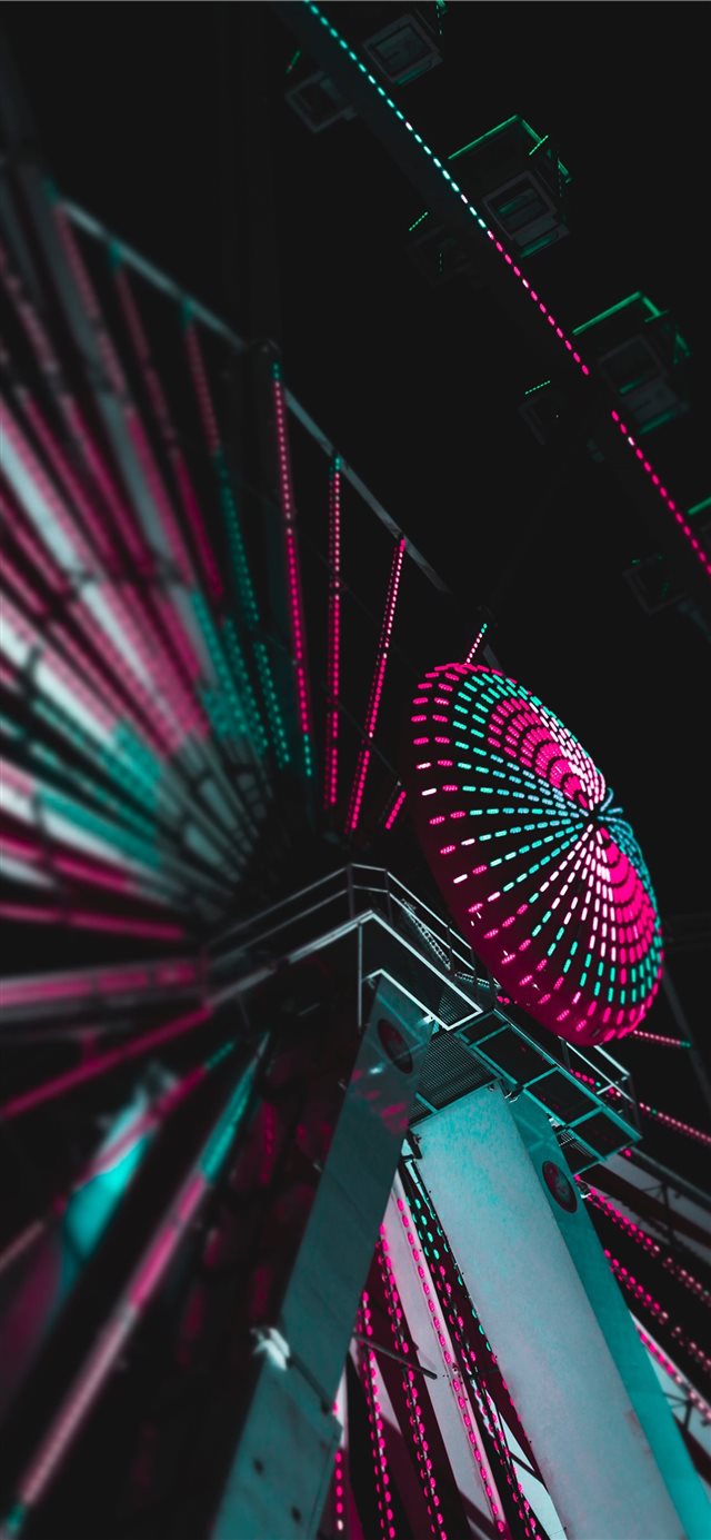 lighted ferris wheel iPhone X wallpaper 