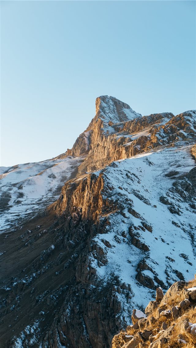 snow covered mountain during daytime iPhone 8 wallpaper 