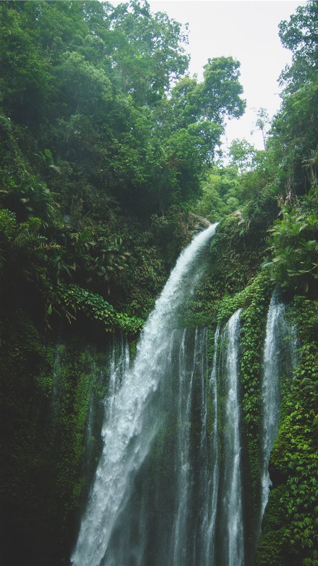 view of waterfall during daytime iPhone 8 wallpaper 