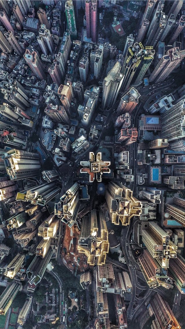 aerial photography of buildings iPhone 8 wallpaper 