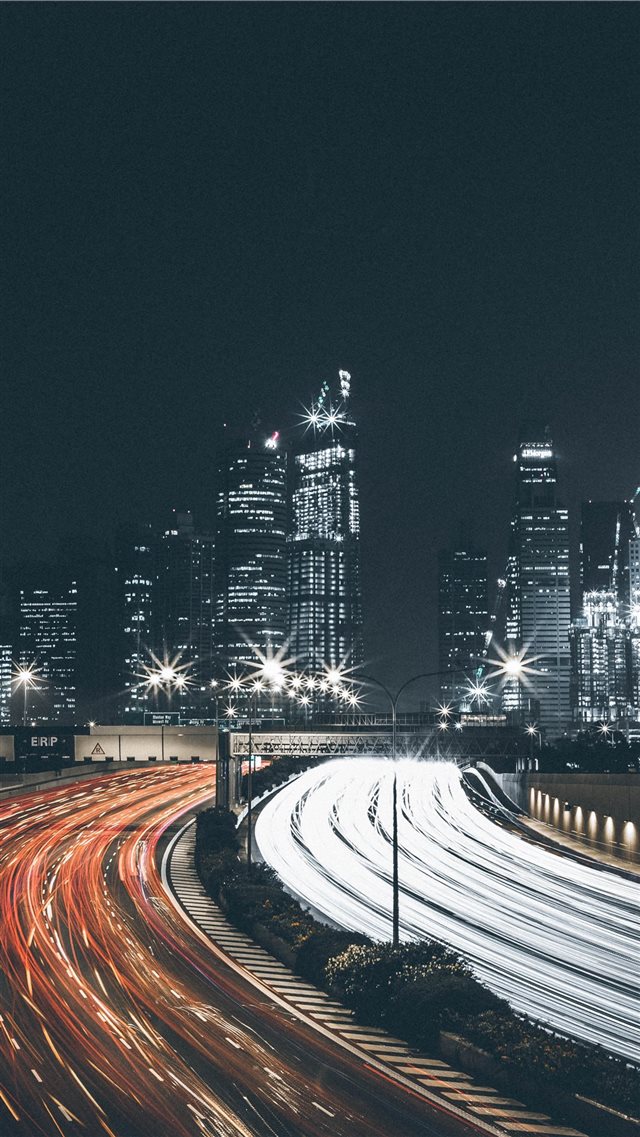 timelapse photo of the road with cars iPhone 8 wallpaper 